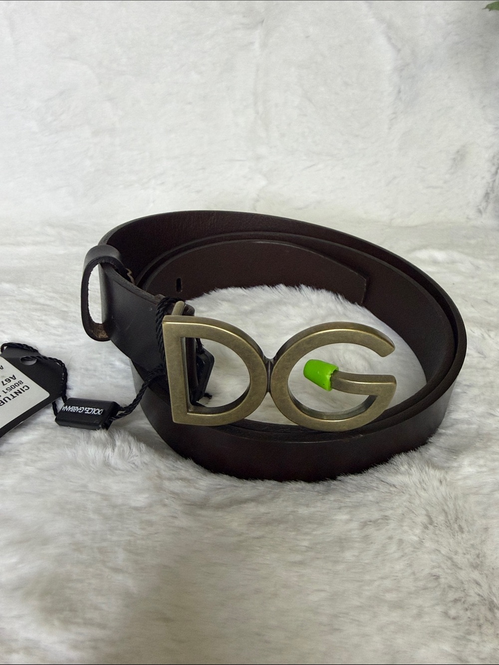 Dolce & Gabbana Brown Leather DG Buckle Belt